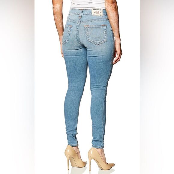 True Religion Women's Jennie Mid Rise Curvy Fit Skinny Ankle Jean Sky Light 29 - Picture 1 of 4